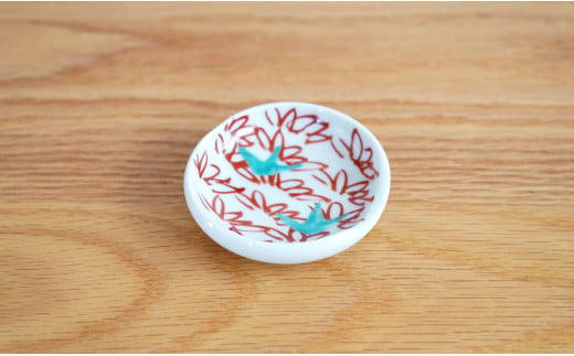 有田焼 ゆらり和カップ＆豆皿セット/赤絵風花【藍土】 フ