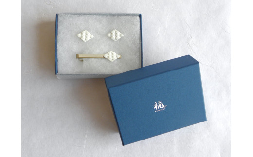 noji(楠 -kusunoki-)  有田焼ネクタイピン・カフスボタンセット 