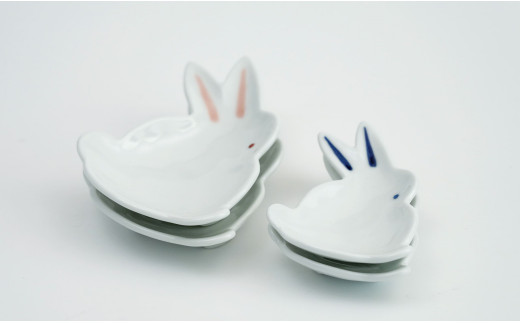 有田焼「うさぎ」手のひらサイズの銘々皿・小皿/4点セット