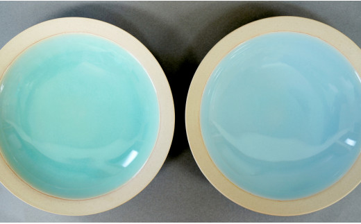 有田焼 青磁リム皿 中 2枚セット【梶原大敬 茂正工房】器 
