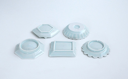 有田焼 青白磁おてしょ皿5枚セット 金照堂  有田焼 皿 小皿 