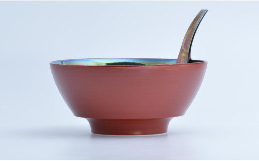 有田焼 究極のラーメン鉢 黒塗・朱塗南蛮パール ペアセッ