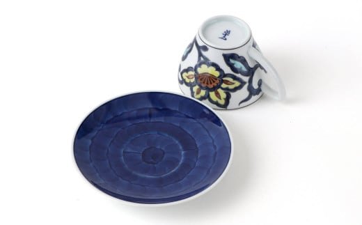 源右衛門窯 赤絵更紗唐花紋 碗皿 食器 コーヒーカップ 有田