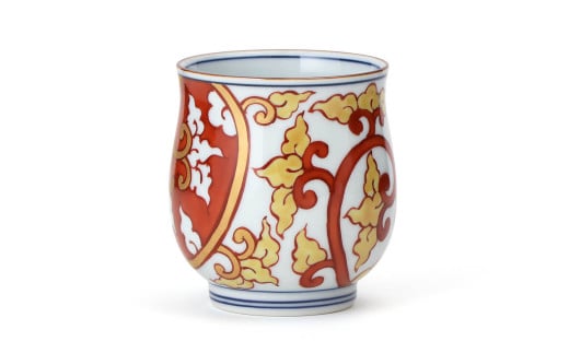 源右衛門窯 色絵結び唐草 組湯呑 食器 唐草 夫婦 湯呑 ペア 