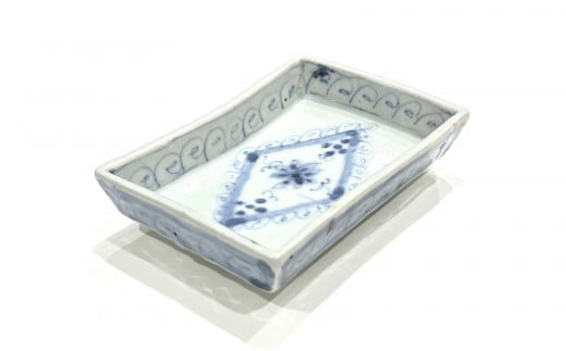 有田焼 工房禅 横田翔太郎 染付 足付角皿 3柄セット 初期伊