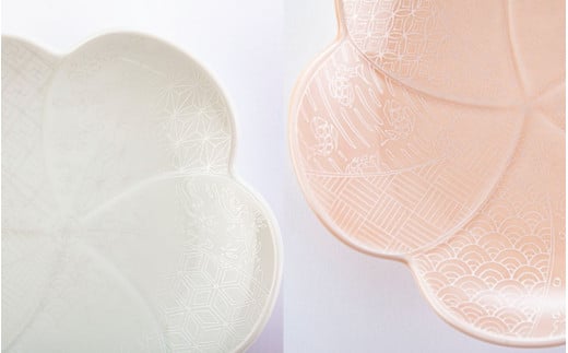 有田焼【其泉】紅白梅形皿 大中小 6枚 セット【賞美堂本店