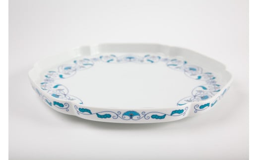 有田焼 其泉 プレート 24.5cm 花浅葱 紅赤 ペア【賞美堂本店