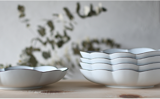 有田焼 白釉縁錆変形パスタ・カレー皿【ARITAYAKI-STORE】 A24-69