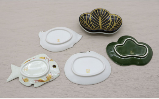 有田焼「有田からのお福分け」縁起物の器 / 鯛 鶴 亀 松 6点