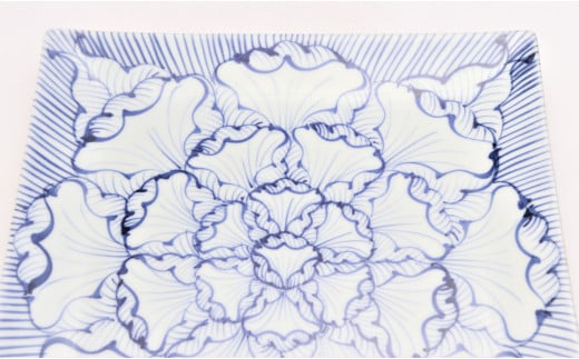 有田焼 染付花弁紋 正角皿 2枚セット【丸兄商社】食器 器 