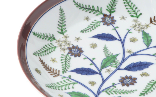 源右衛門窯 染錦更紗手花蝶文 深皿 器 食器 皿 カレー皿 パ