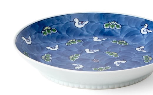 源右衛門窯 染錦水鳥図 深皿 器 食器 皿 カレー皿 パスタ皿 