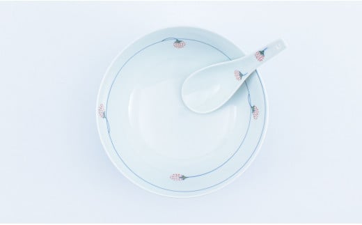 有田焼 究極のラーメン鉢 つるいちご ペアセット レンゲ付