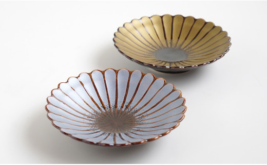 有田焼 瓢形瑠璃釉銀彩銘々皿 3枚 平菊銘々皿 2枚 縁起物 万