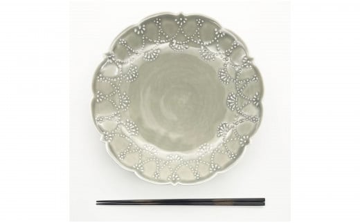 有田焼 惣次郎窯 大串真司 華やぎ 高台コンポート 7寸 グレ