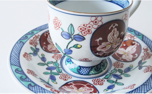 有田焼 古伊万里草花紋 珈琲碗皿 【篠英陶磁器オリジナル