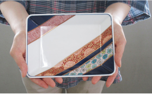 染錦花弁龍紋 長角皿（大・小）セット 篠英陶磁器 有田焼 