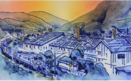 有田焼 線刻陶額「初夏の夕映え～有田風景～」【聡窯 辻聡