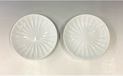 有田焼 白磁稜線皿（ペア）【中仙窯・中尾純作】皿 白磁 