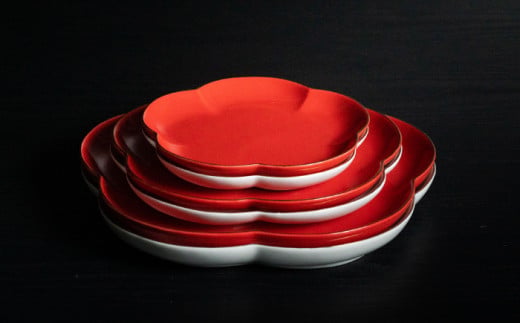 【紅白梅で彩る祝いの席】香梅プレート S・M・L 紅白 計6枚