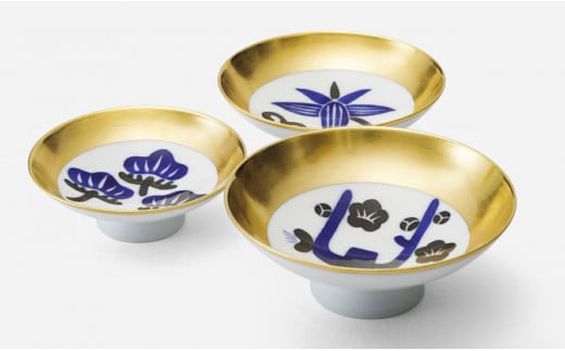 有田焼 光琳風染付 屠蘇器揃【深川製磁】金彩 お正月 縁起