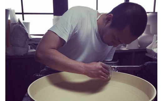 有田焼 白磁稜線皿（大）【中仙窯・中尾純作】食器 器 う