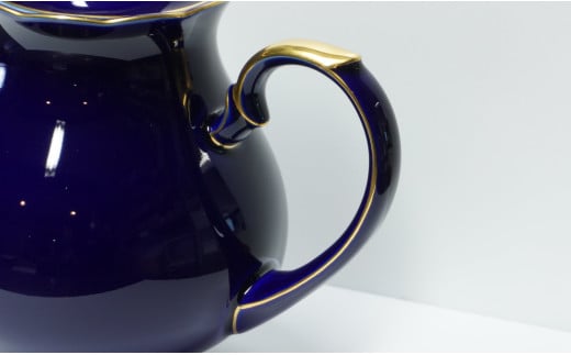 有田焼 ゴールドライン瑠璃・ポット【香蘭社】食器 白磁 