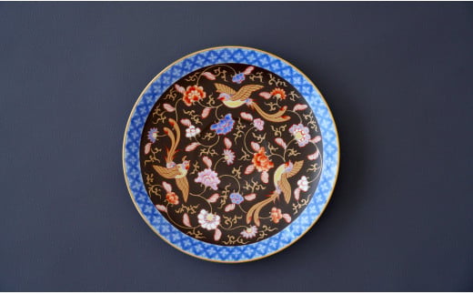 有田焼 渕地黒絵花鳥紋・コーヒー碗皿【香蘭社】食器 うつ