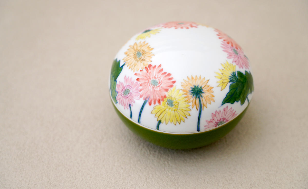 有田焼 ボンボニエール（ガーベラ / イエロー系）職人舎 【