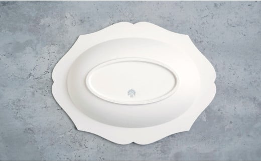 有田焼 切り紙文様のレリーフ 樹葉蕾花 オーバルボウル 1個