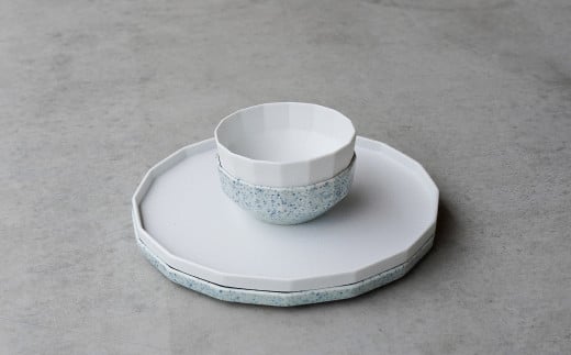 有田焼 23.5cm 十六角プレート / 10.5cm 十六角ボウル 4枚セット