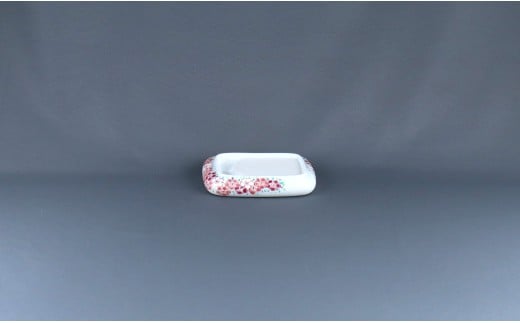 有田焼 有田焼すずり〈花集文〉【赤絵白磁硯処 雪月花】手