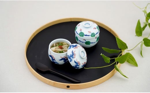 有田焼 蒸し碗 セット（野苺＋錦つゆ草濃）【田清窯】食器