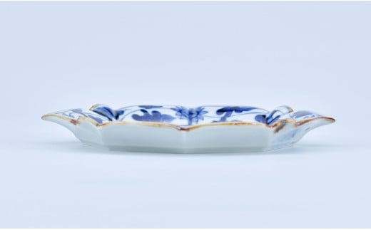 有田焼 牡丹唐草 輪花銘々皿 【まるぶん】 食器 染付 器 皿 