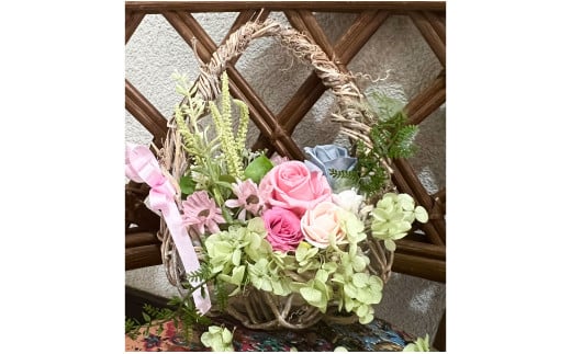 プリザーブドフラワー エッグバスケットリース【フラワー