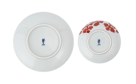有田焼 赤絵唐草文 組皿 お皿と取鉢のセット【源右衛門窯