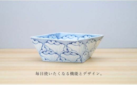 有田焼 染付角捻り鉢花弁紋と蛸唐草2点セット 鉢 盛皿 そう