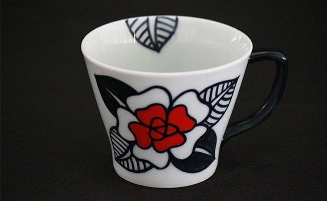 バラのマグカップ（赤）【やきもの工房こすず】フリーカ