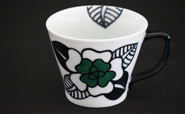 バラのマグカップ（緑）【やきもの工房こすず】フリーカ