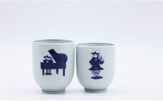 音楽好きなお二人に♪ ハーモニー湯呑ペアセット しん窯・