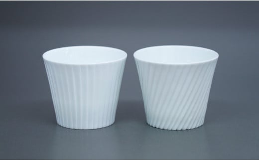 中仙窯 白磁線彫蕎麦猪口セット（中尾純作） A40-101