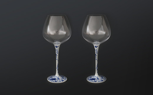 有田焼 福泉窯 ワイングラス 染付 華唐草 陶窯みかわや AA170