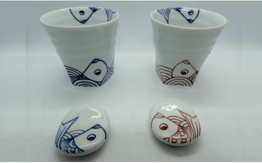 鯛ぐい吞みセットand箸置きセット やきもの工房こすず A24-13