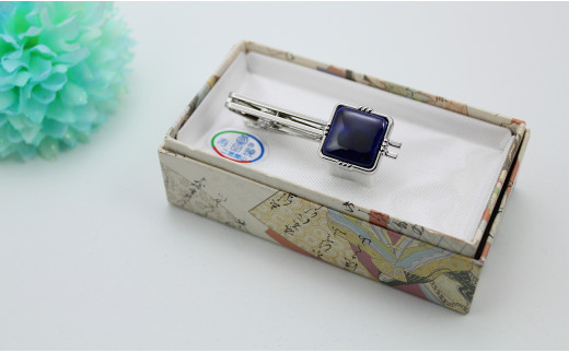 二宮閑山 有田焼タイピン るりブルー おしゃれ アクセサリ