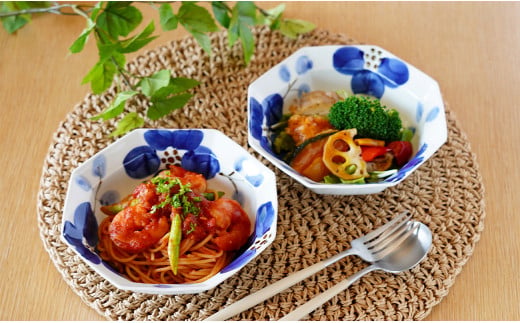 【食卓を楽しむ】有田焼 リム八角鉢 Mサイズ 2個セット【皓