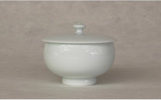 現代の名工 矢鋪與左衛門作【白磁煎茶碗 蓋付き】有田焼 A6
