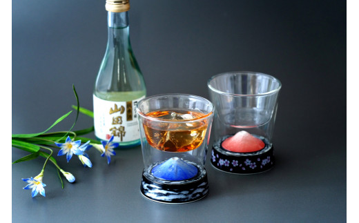 有田焼とガラスのコラボ Fortune glass小２個セット（赤富士・