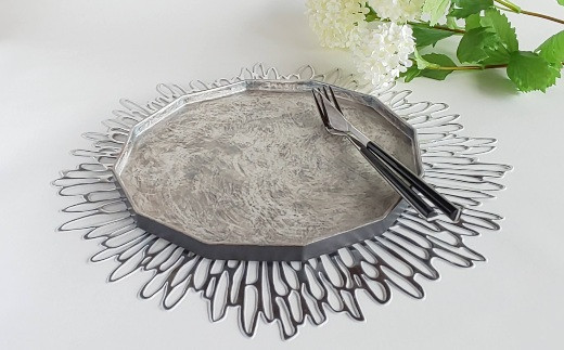 有田焼 かすり筋目雲銀 十二角プレート【松尾陶器】食器 