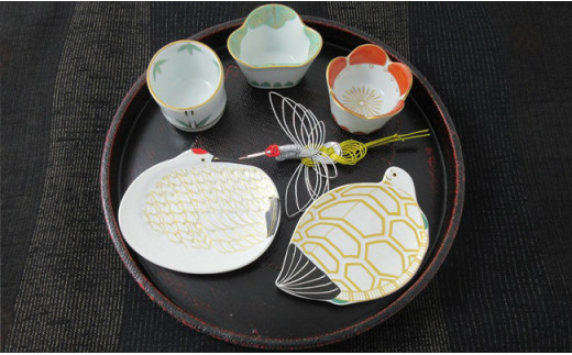 有田焼 鶴亀松竹梅 小皿小付セット 【ヤマト陶磁器】食器 