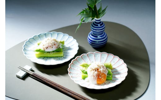 有田焼 菊割銘々皿と一輪差し 3点セット 大慶 A18-184